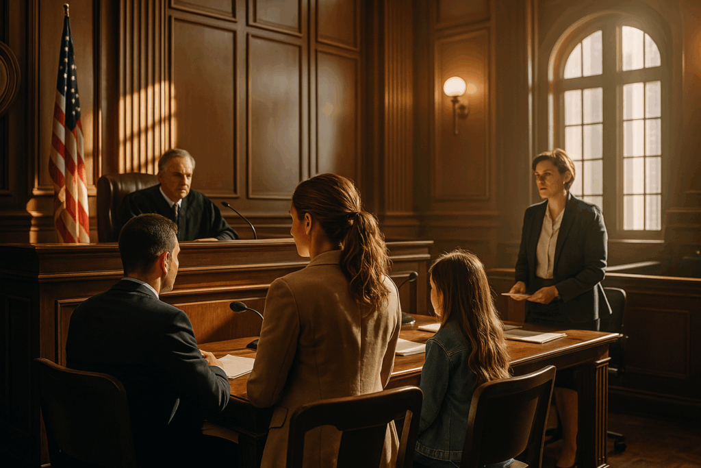 A court hearing regarding custody and parental rights. Steps to Take After a Texas CPS Investigation