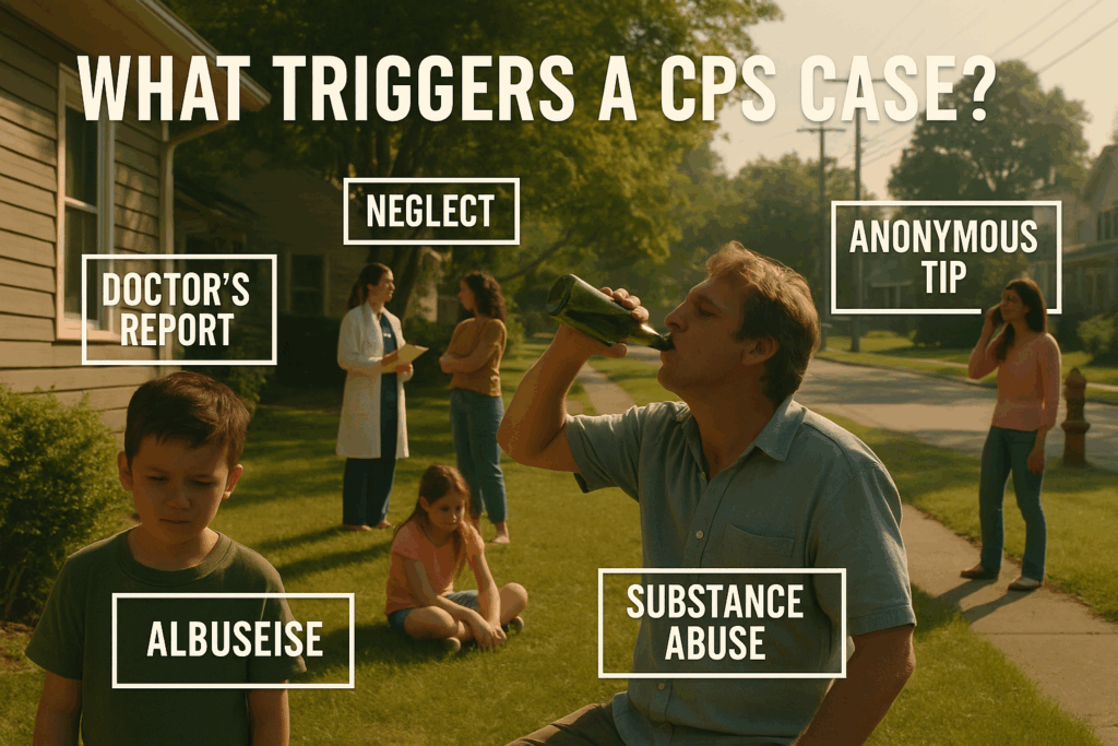 An overview of what triggers a CPS case, illustrating the various circumstances.