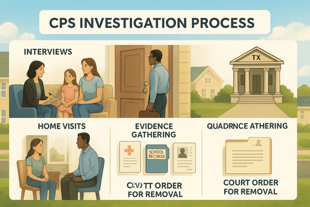 An overview of the CPS investigation process, showing various stages and elements involved.